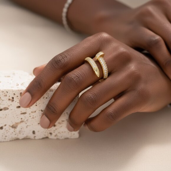 Classic and Modern Nail Shaped Luxury Inspired Design Open Adjustable Ring - Picture 4 of 5